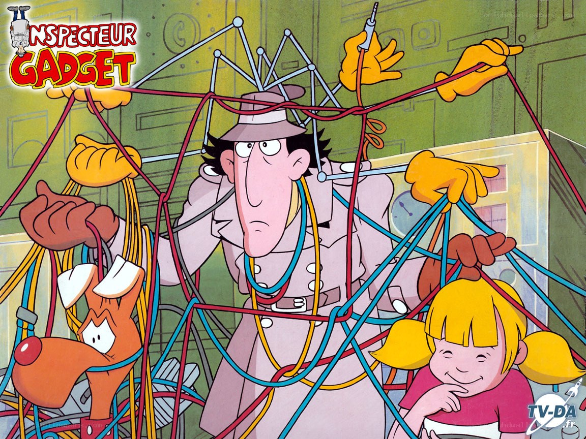 Inspector Gadget tangled in wires
