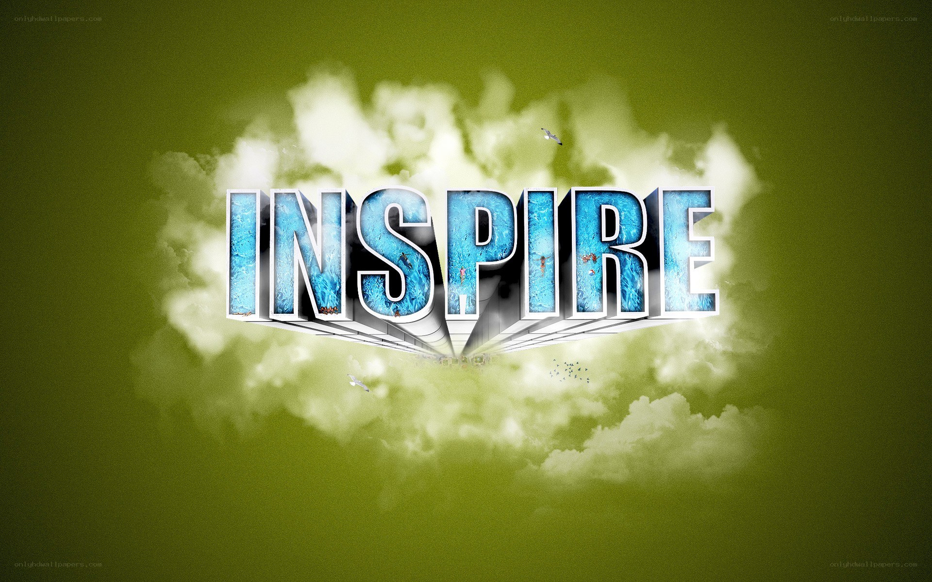 Inspire text with clouds