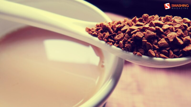 instant coffee granules in spoon