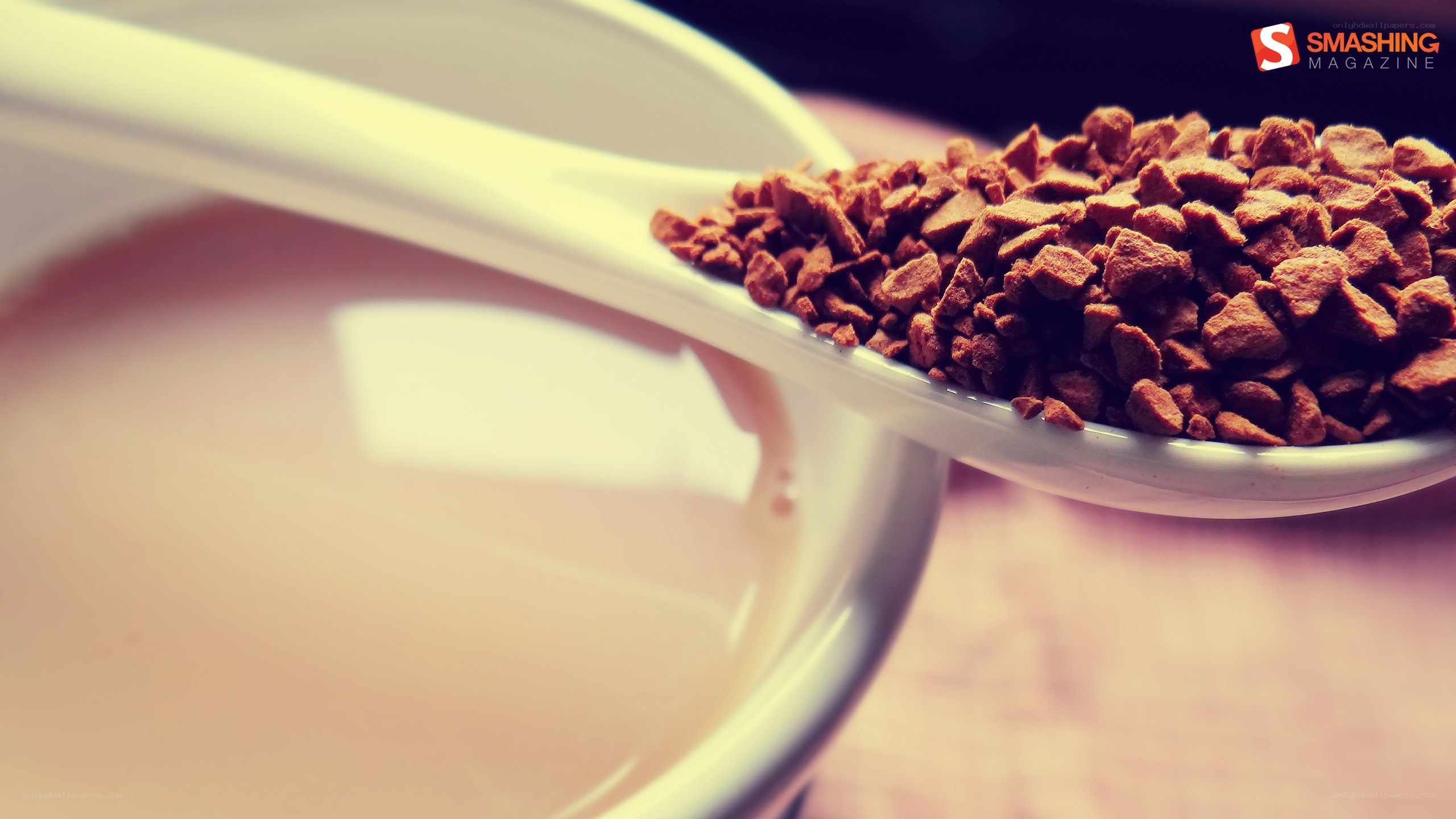 instant coffee granules in spoon