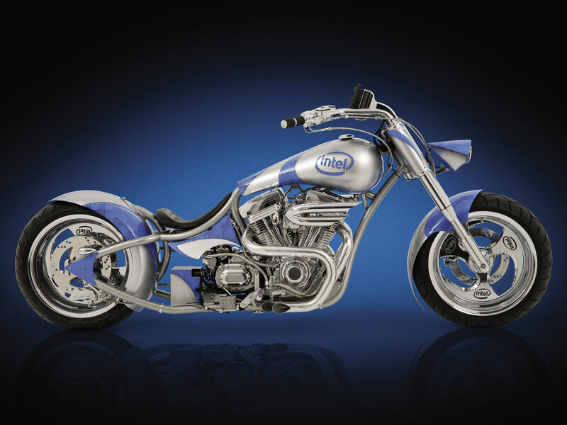 Intel-branded custom chopper motorcycle