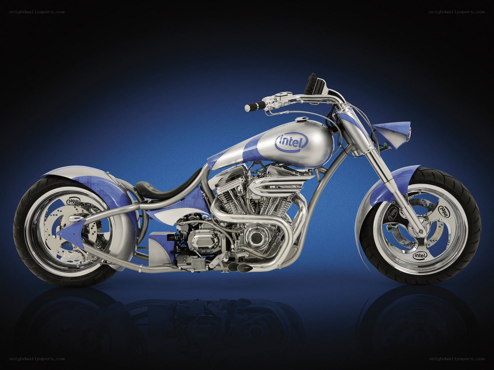 Intel-branded custom chopper motorcycle