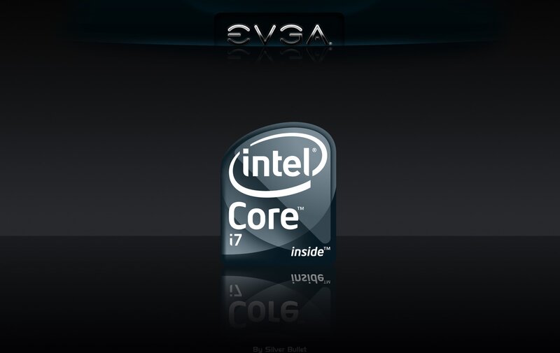 Intel Core I7 Processor — Black, Dramatic, Digital Art, Evga Logo, Reflection