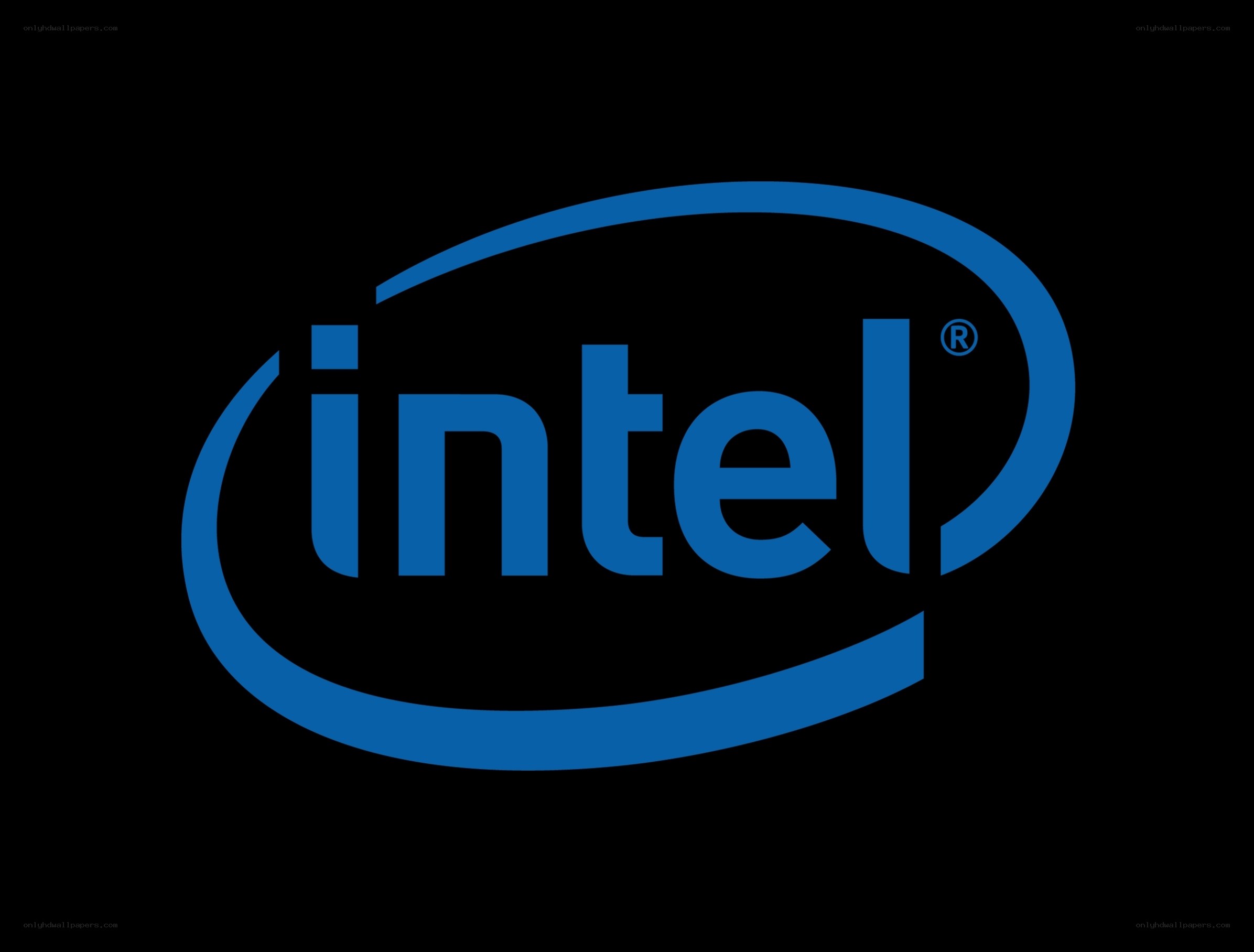 Intel logo on black background
