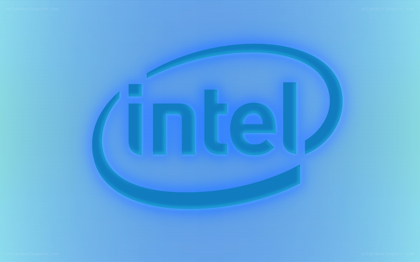 Intel logo on blue background
