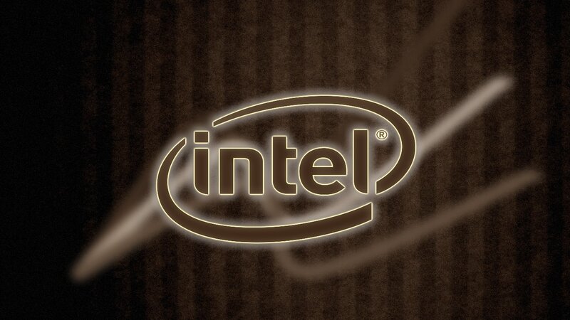 Intel logo on dark background
