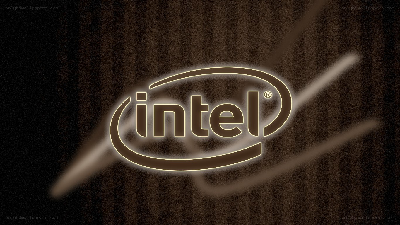 Intel logo on dark background