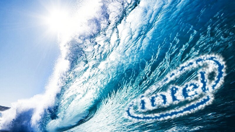 Intel logo on ocean wave