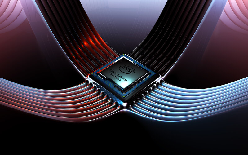 Intel Processor Chip — Black, Dramatic, Digital Art, Circuitry