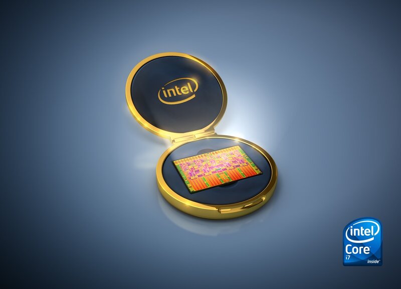 Intel Processor Chip — Blue, Dramatic