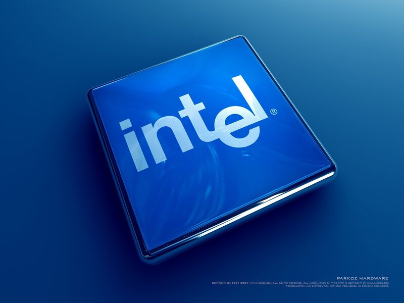 Intel processor logo on blue