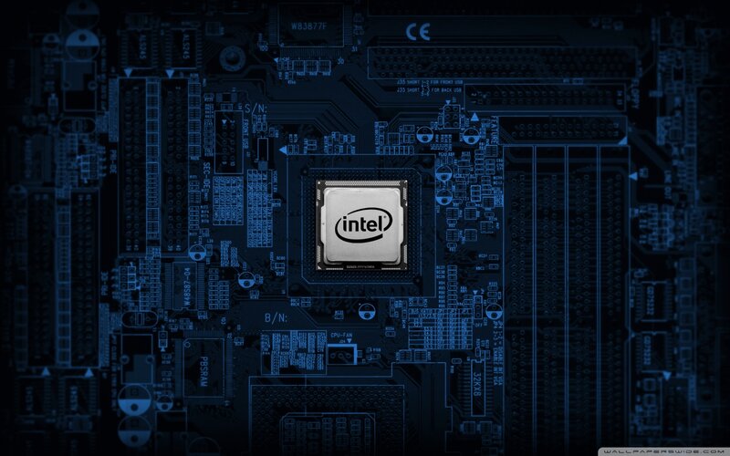 Intel Processor on Motherboard — Blue, Technical