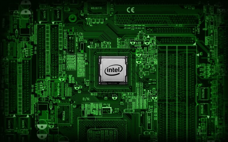 Intel Processor on Motherboard — Green