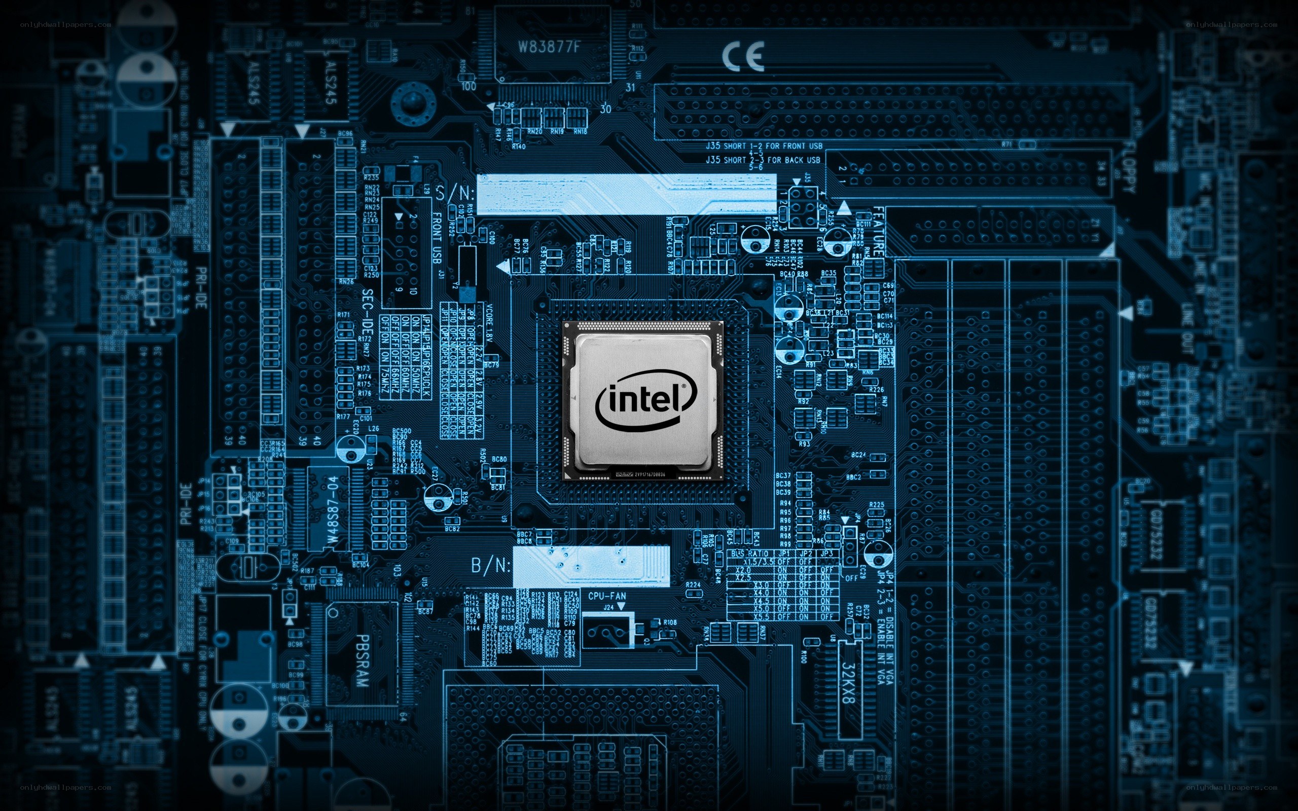 Intel processor on motherboard