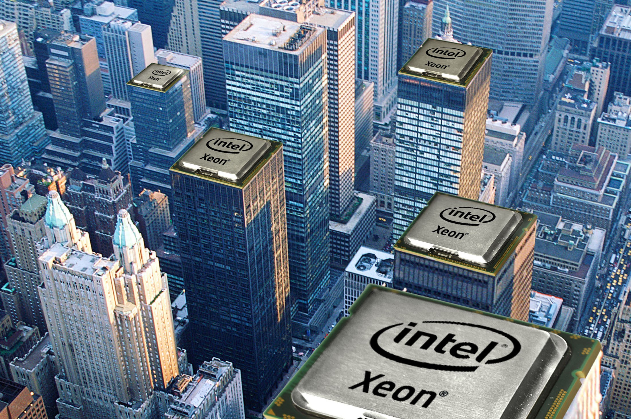 Intel Xeon processors over city