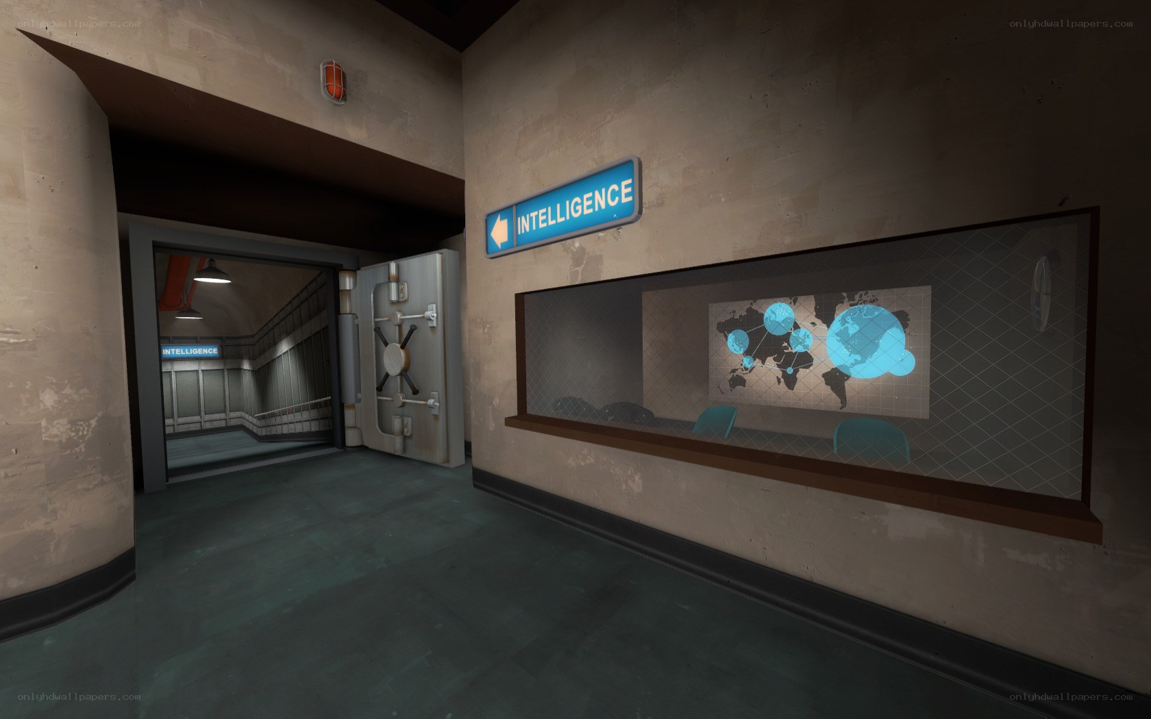 Intelligence room hallway
