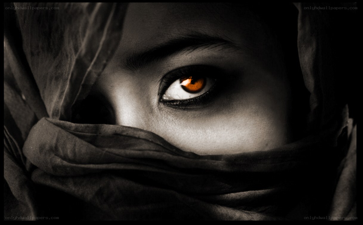 intense eye with orange glow