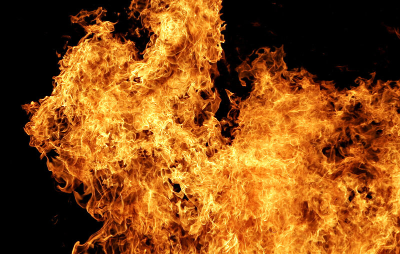 Intense Fire Flames — Orange, Dramatic, Photograph, Black Background