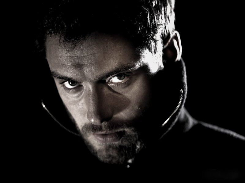 intense man in dark portrait