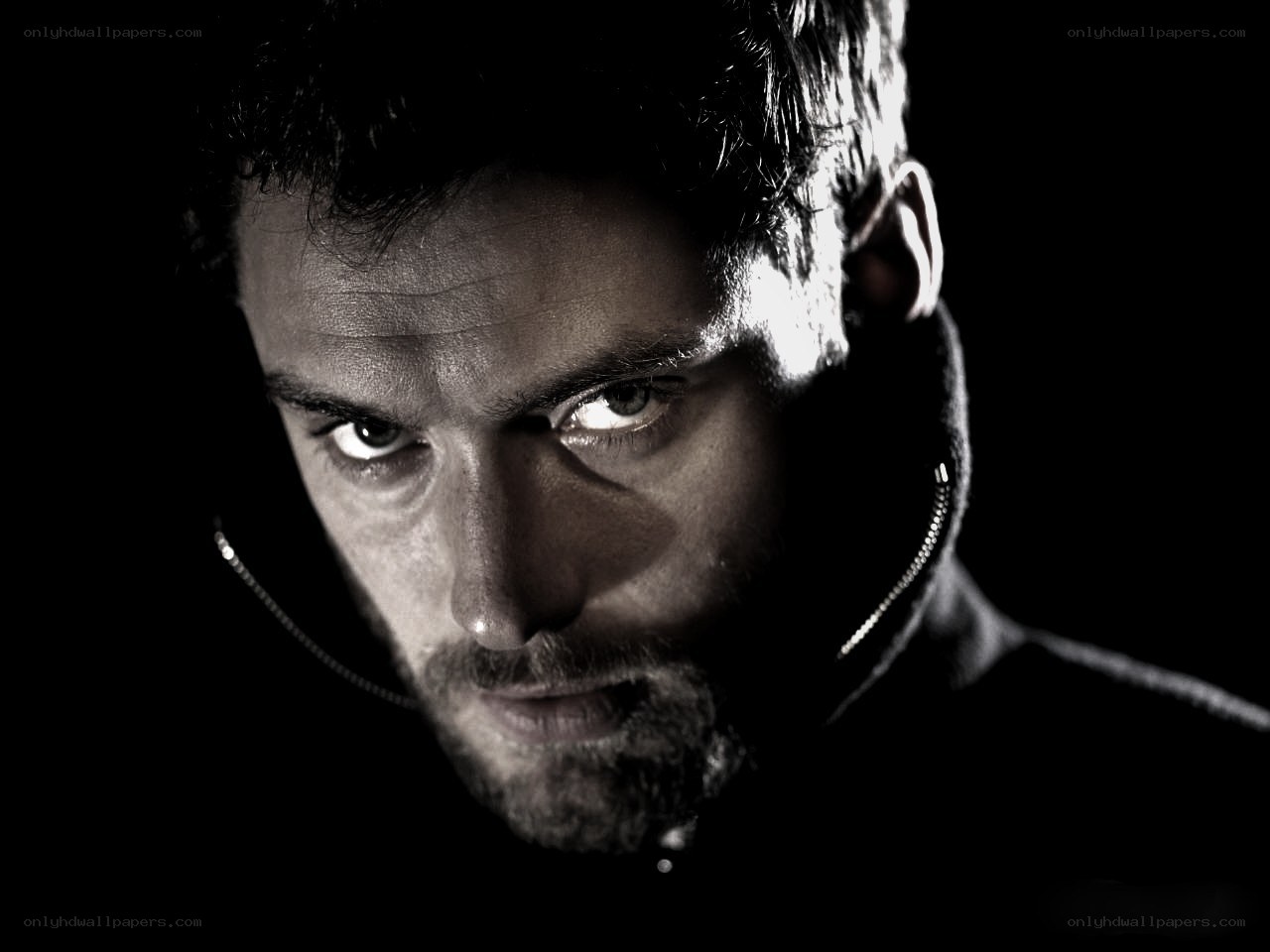 intense man in dark portrait