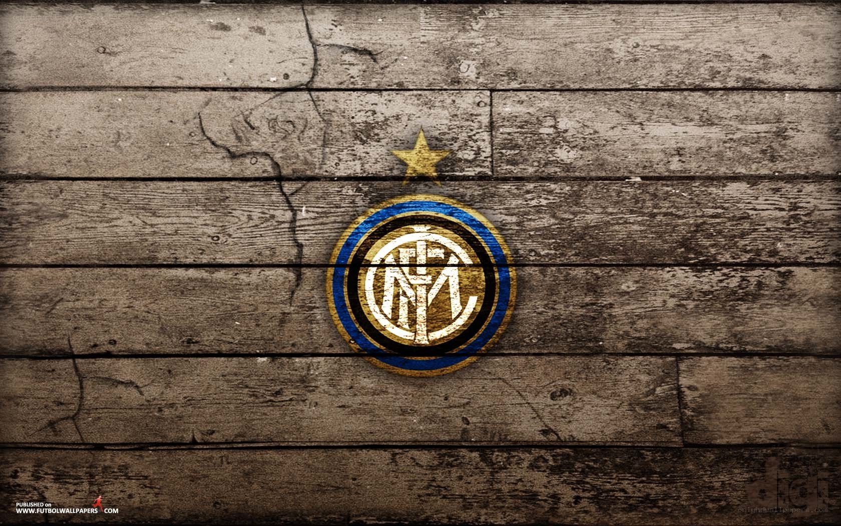 Inter Milan logo on wood