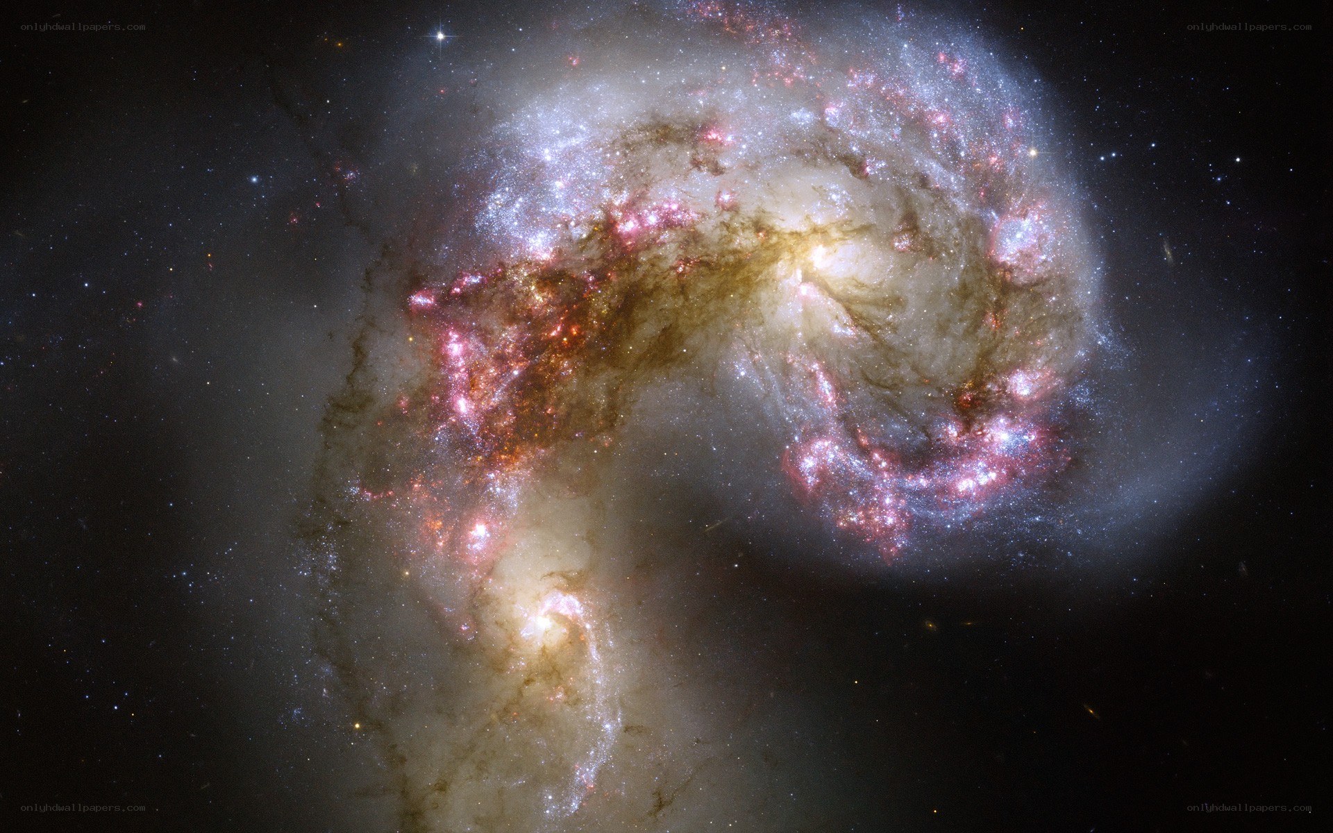 interacting galaxies in deep space