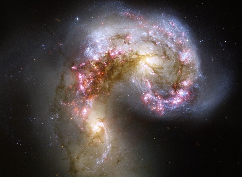 interacting galaxies in space