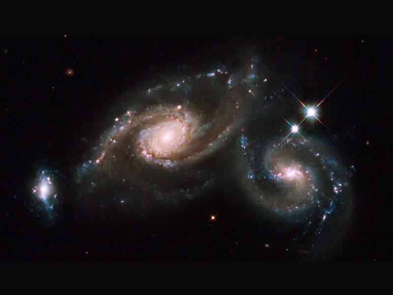 interacting galaxies in space