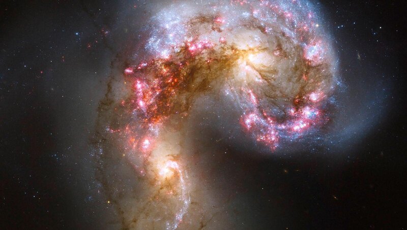 interacting galaxies in space