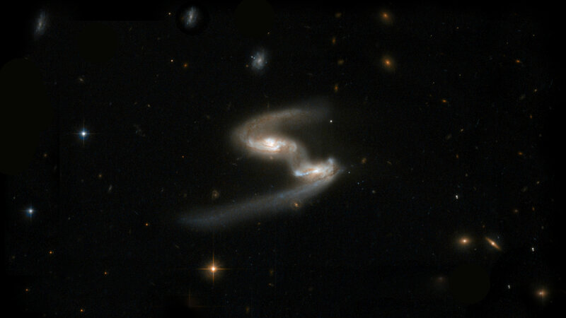 Interacting Spiral Galaxies — Black, Dramatic