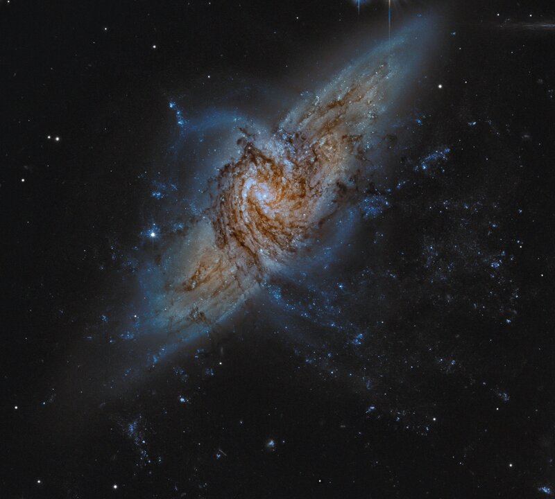 Interacting Spiral Galaxies — Blue, Cosmic, Night