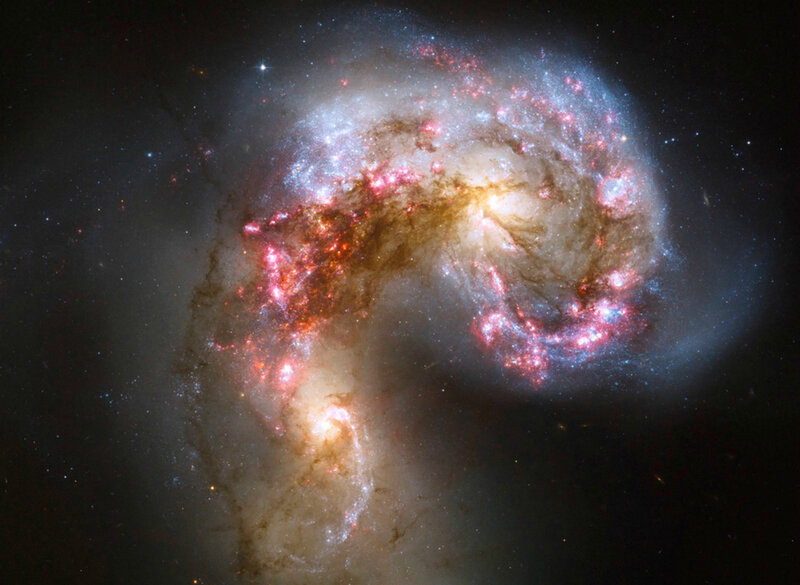 Interacting Spiral Galaxies — Blue, Cosmic