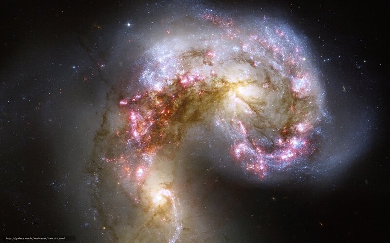 Interacting Spiral Galaxies — White, Cosmic, Photograph, Stars