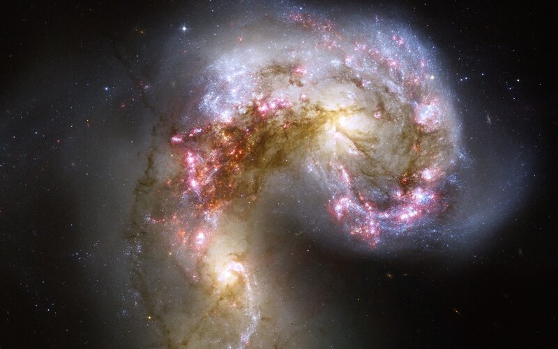 Interacting Spiral Galaxies — White, Cosmic, Photograph