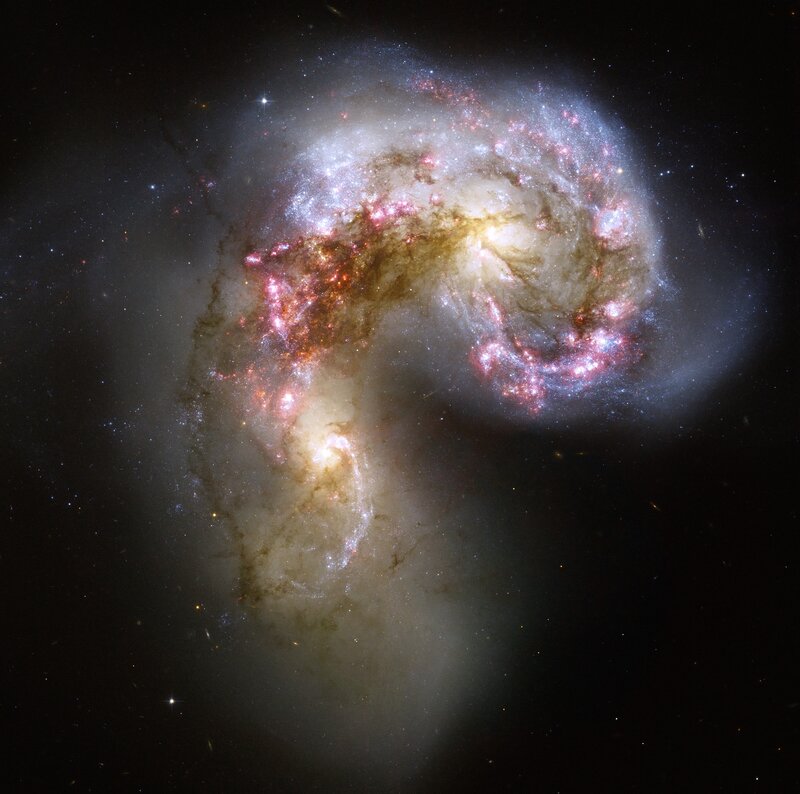 Interacting Spiral Galaxies — White, Dramatic, Photograph, Stars, Nebulae, Space