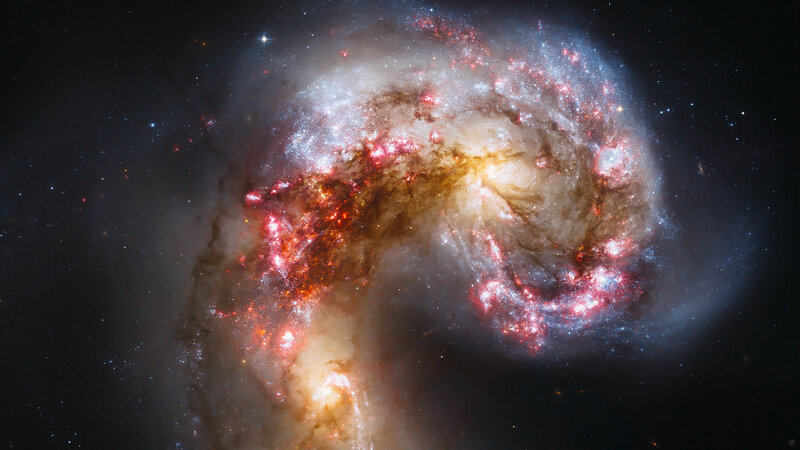 Interacting Spiral Galaxies — White, Dramatic