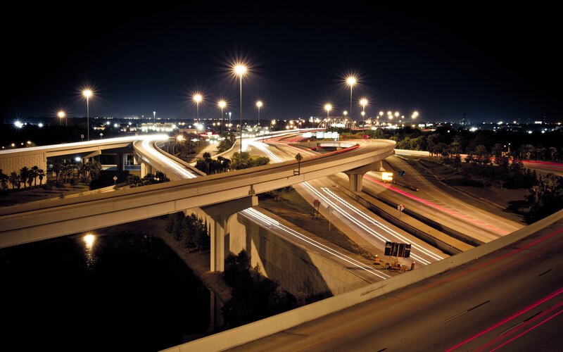 Interchange at Night — Black