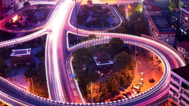 Interchange at Night — Purple