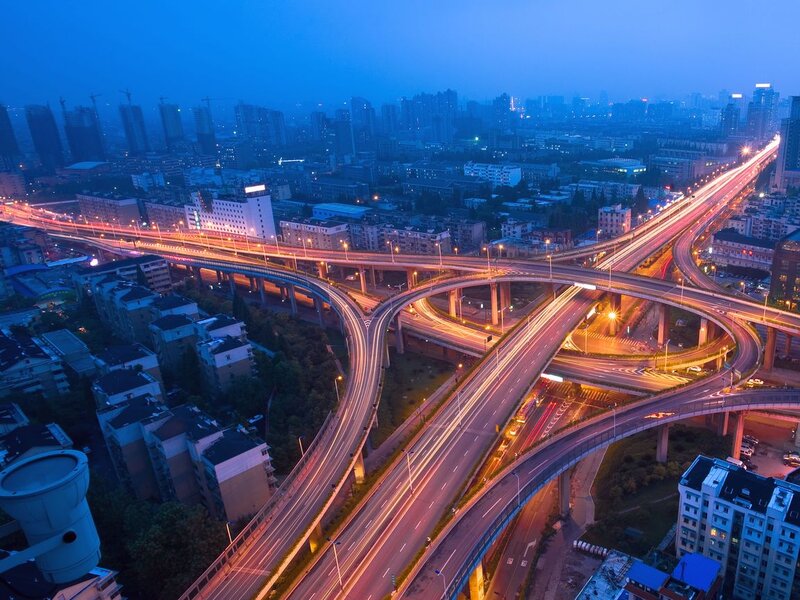 Interchange Highway at Dusk