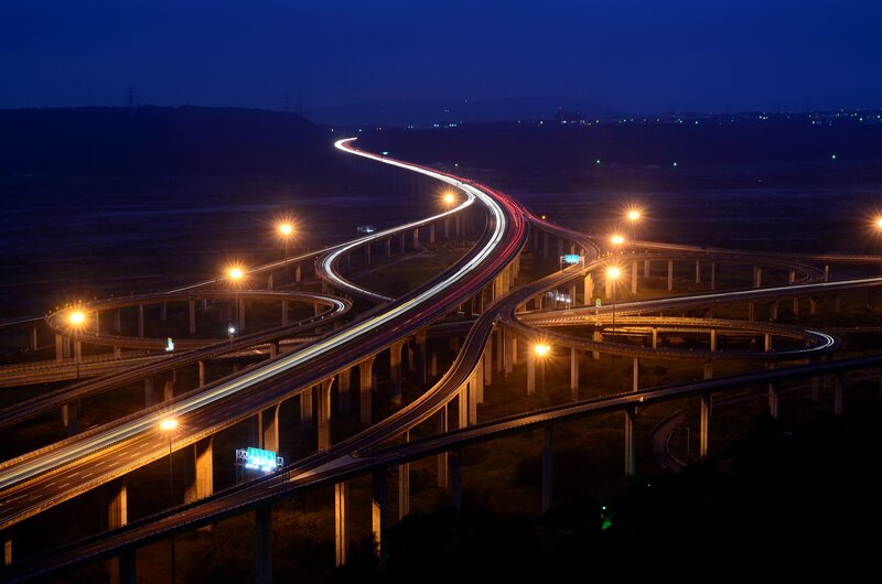 Interchange Highway at Night — Blue