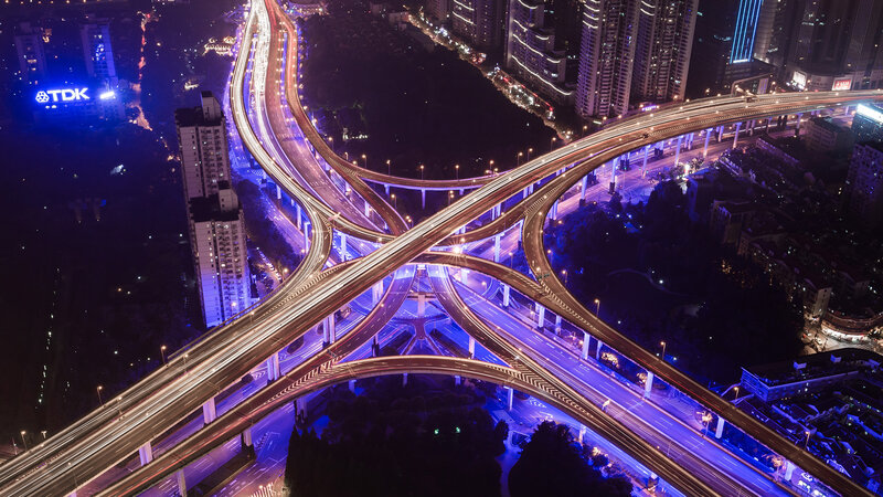 Interchange Highway at Night