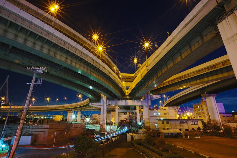 Interconnected Highway Overpasses — Yellow