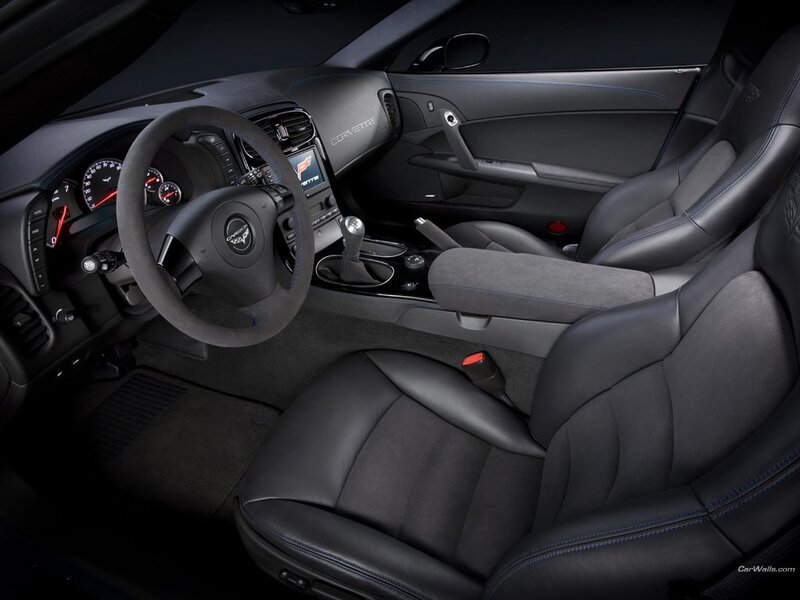 Interior of a black Corvette