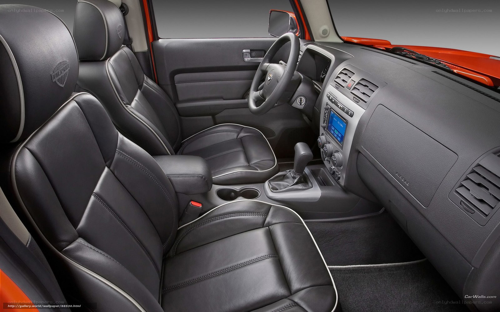 Interior of a black leather car