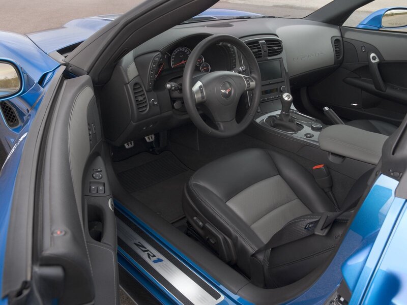 Interior of a blue Corvette ZR1