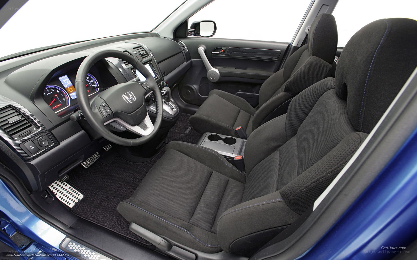 Interior of a blue Honda CR-V
