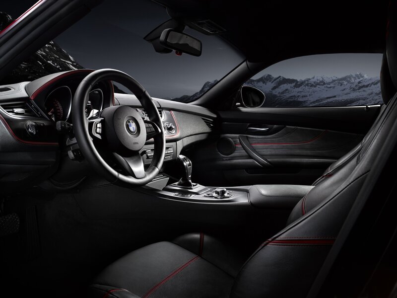 Interior of a BMW Car — Black, Dramatic, Night, Photograph