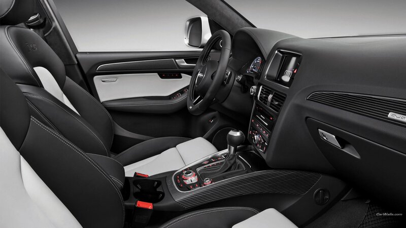 Interior of a Car — Black, Modern, Photograph, Steering Wheel, Center Console, Seats, White