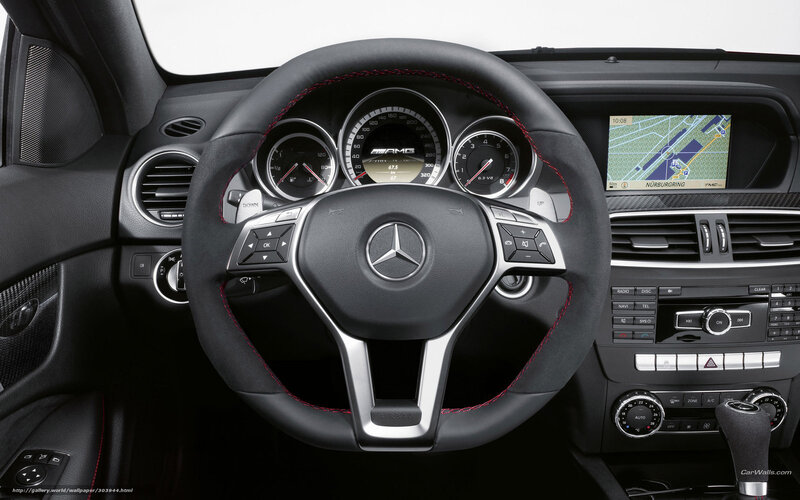 Interior of a Car — Black, Modern, Photograph, Steering Wheel, Dashboard, Navigation Screen