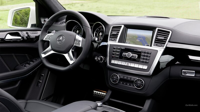 Interior of a Car — Black, Neutral, Photograph, Steering Wheel, Dashboard, Navigation Screen